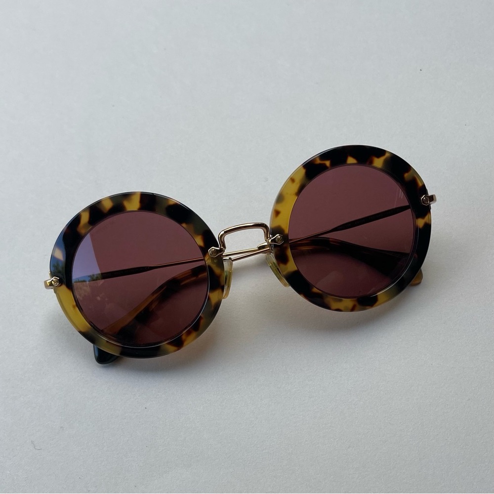 Miu Miu Round Tortoise Shell Sunglasses